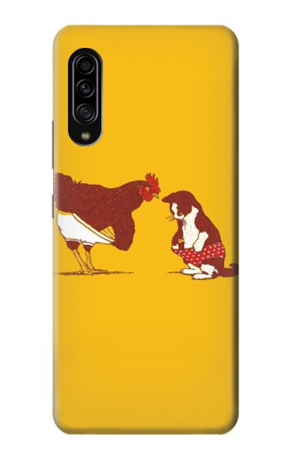 W1093 Rooster and Cat Joke Hard Case and Leather Flip Case For Samsung Galaxy A90 5G