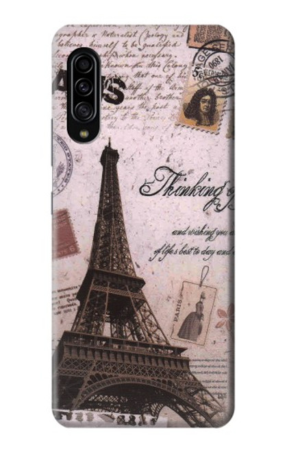 W2211 Paris Postcard Eiffel Tower Hard Case and Leather Flip Case For Samsung Galaxy A90 5G