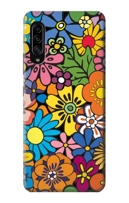 W3281 Colorful Hippie Flowers Pattern Hard Case and Leather Flip Case For Samsung Galaxy A90 5G