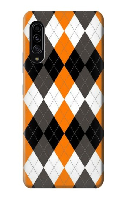 W3421 Black Orange White Argyle Plaid Hard Case and Leather Flip Case For Samsung Galaxy A90 5G