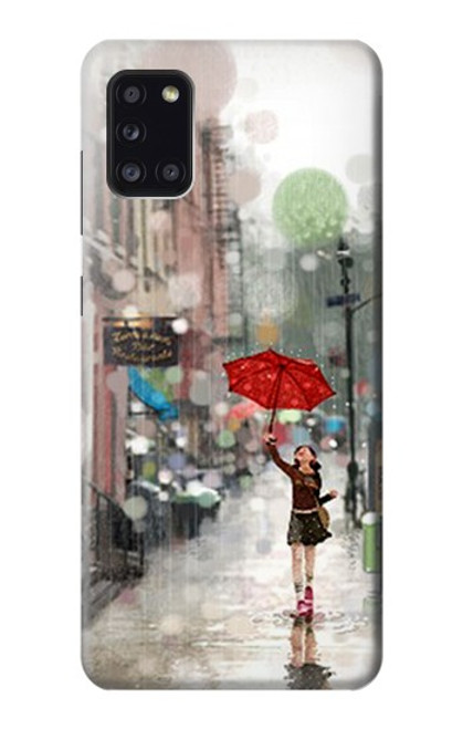 W0108 Girl in The Rain Hard Case and Leather Flip Case For Samsung Galaxy A31