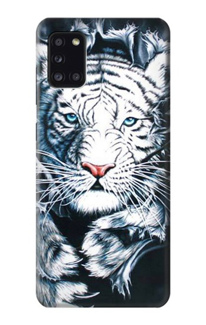 W0265 White Tiger Hard Case and Leather Flip Case For Samsung Galaxy A31