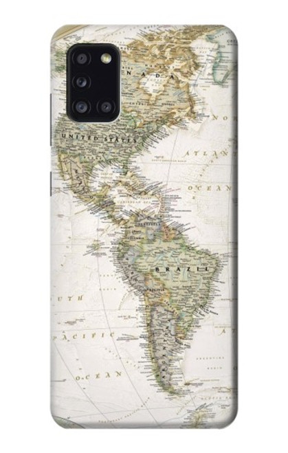 W0604 World Map Hard Case and Leather Flip Case For Samsung Galaxy A31