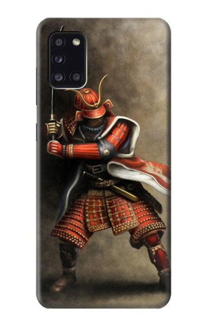 W0796 Japan Red Samurai Hard Case and Leather Flip Case For Samsung Galaxy A31