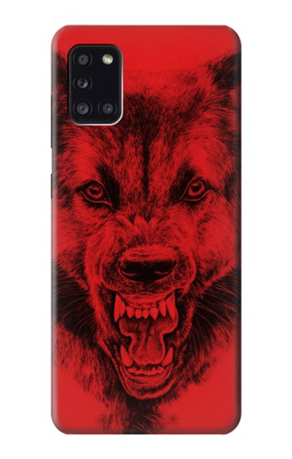 W1090 Red Wolf Hard Case and Leather Flip Case For Samsung Galaxy A31