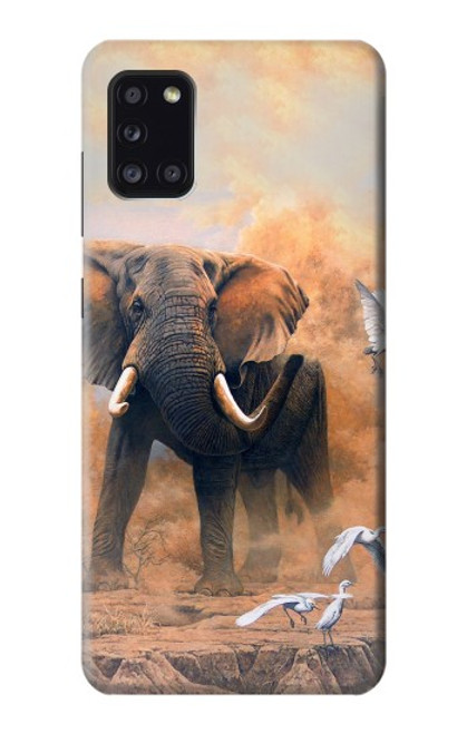 W1292 Dusty Elephant Egrets Hard Case and Leather Flip Case For Samsung Galaxy A31