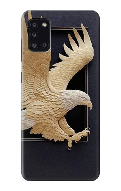 W1383 Paper Sculpture Eagle Hard Case and Leather Flip Case For Samsung Galaxy A31