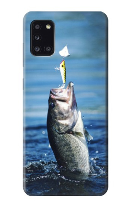 W1594 Bass Fishing Hard Case and Leather Flip Case For Samsung Galaxy A31