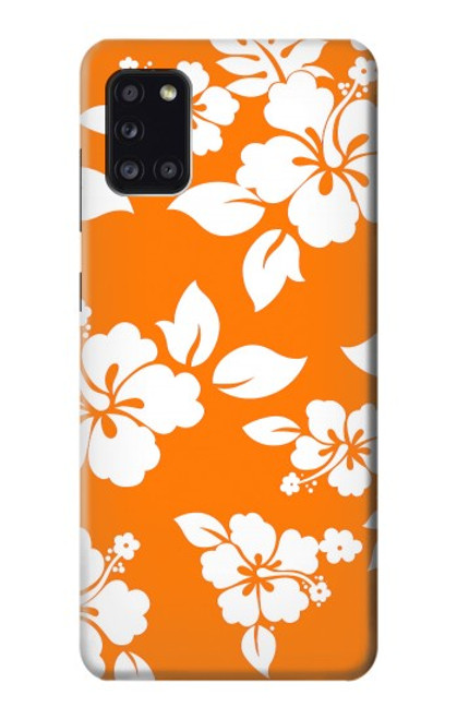 W2245 Hawaiian Hibiscus Orange Pattern Hard Case and Leather Flip Case For Samsung Galaxy A31