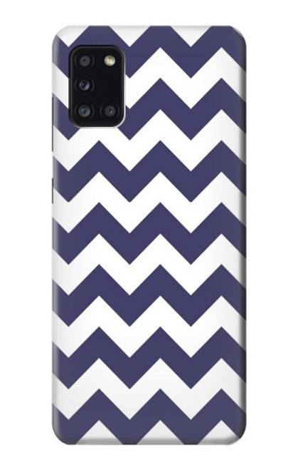 W2345 Navy Blue Shavron Zig Zag Pattern Hard Case and Leather Flip Case For Samsung Galaxy A31
