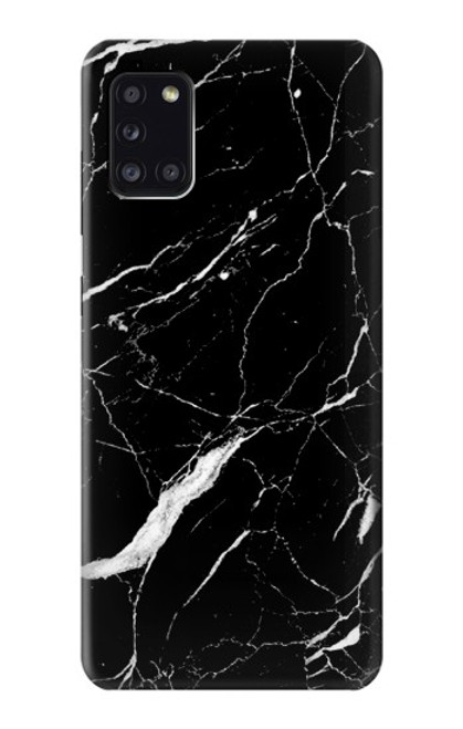 W2895 Black Marble Graphic Printed Hard Case and Leather Flip Case For Samsung Galaxy A31