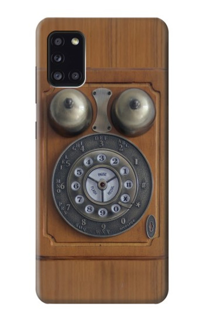 W3146 Antique Wall Retro Dial Phone Hard Case and Leather Flip Case For Samsung Galaxy A31