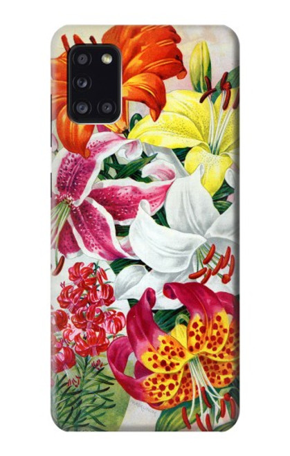 W3205 Retro Art Flowers Hard Case and Leather Flip Case For Samsung Galaxy A31