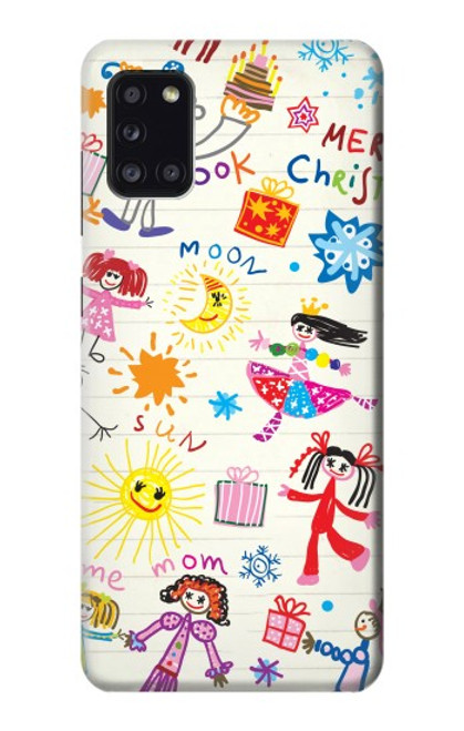 W3280 Kids Drawing Hard Case and Leather Flip Case For Samsung Galaxy A31