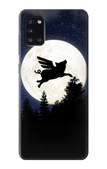 W3289 Flying Pig Full Moon Night Hard Case and Leather Flip Case For Samsung Galaxy A31