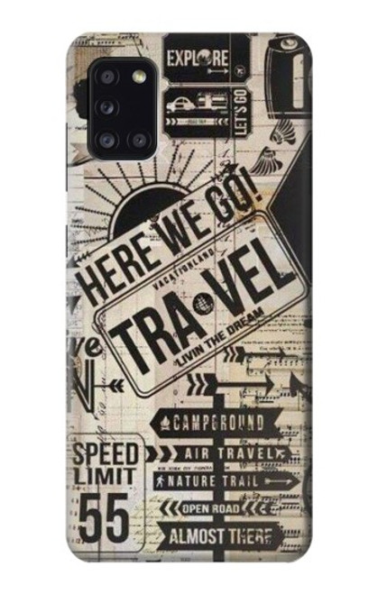 W3441 Vintage Travel Hard Case and Leather Flip Case For Samsung Galaxy A31