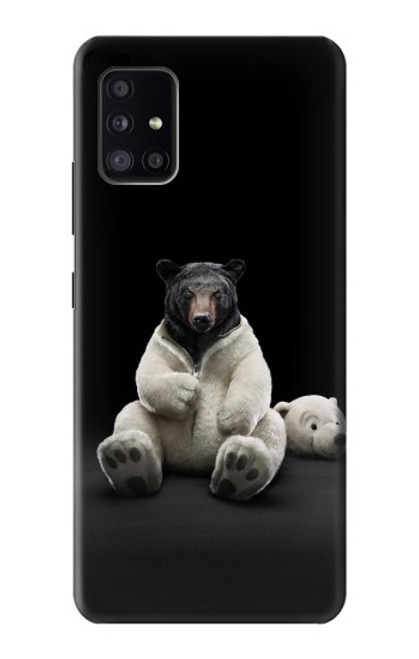 W0878 Black Bear Hard Case and Leather Flip Case For Samsung Galaxy A41