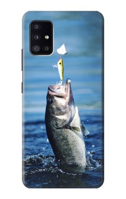 W1594 Bass Fishing Hard Case and Leather Flip Case For Samsung Galaxy A41