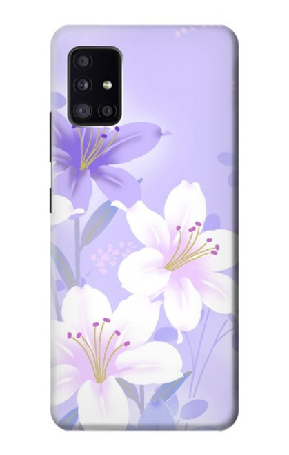 W2361 Purple White Flowers Hard Case and Leather Flip Case For Samsung Galaxy A41