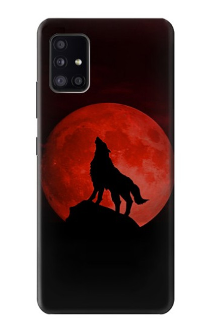 W2955 Wolf Howling Red Moon Hard Case and Leather Flip Case For Samsung Galaxy A41