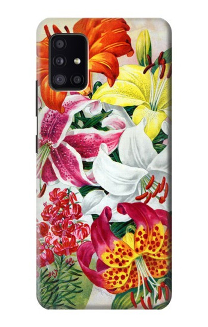 W3205 Retro Art Flowers Hard Case and Leather Flip Case For Samsung Galaxy A41