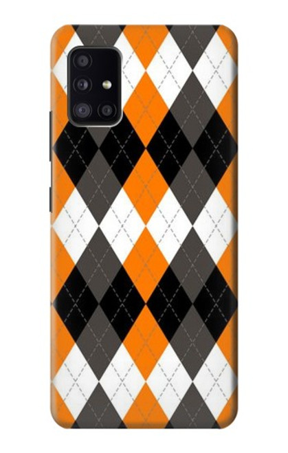 W3421 Black Orange White Argyle Plaid Hard Case and Leather Flip Case For Samsung Galaxy A41