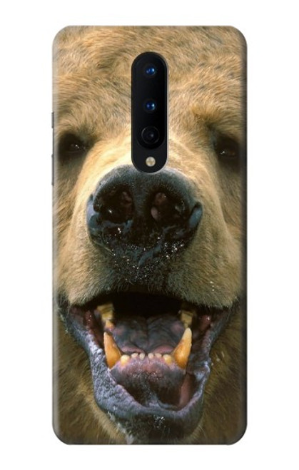 W0840 Grizzly Bear Face Hard Case and Leather Flip Case For OnePlus 8