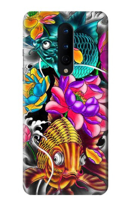 W1630 Fish Japanese Oriental Tattoo Hard Case and Leather Flip Case For OnePlus 8