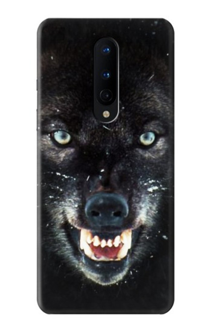 W2823 Black Wolf Blue Eyes Face Hard Case and Leather Flip Case For OnePlus 8