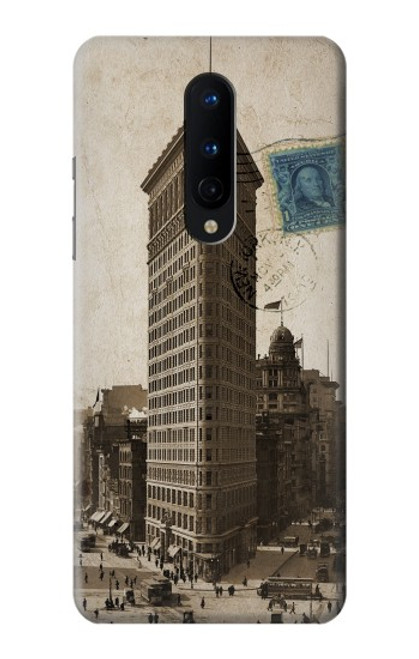 W2832 New York 1903 Flatiron Building Postcard Hard Case and Leather Flip Case For OnePlus 8