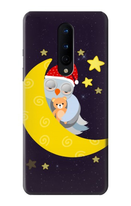 W2849 Cute Sleepy Owl Moon Night Hard Case and Leather Flip Case For OnePlus 8