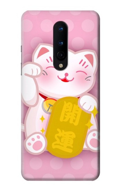 W3025 Pink Maneki Neko Lucky Cat Hard Case and Leather Flip Case For OnePlus 8