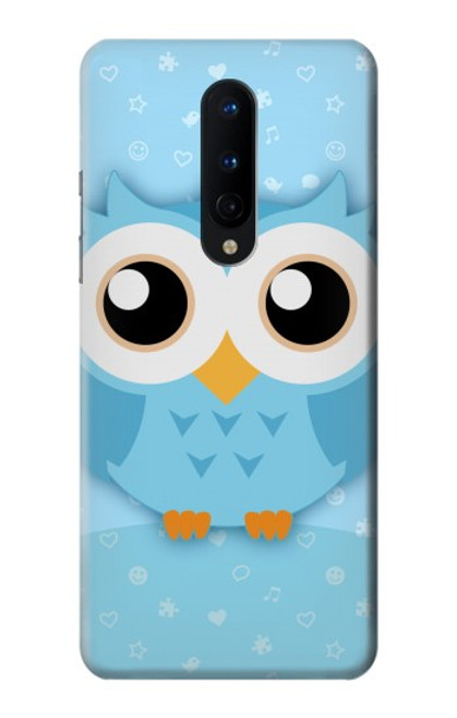 W3029 Cute Blue Owl Hard Case and Leather Flip Case For OnePlus 8