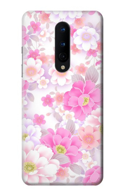 W3036 Pink Sweet Flower Flora Hard Case and Leather Flip Case For OnePlus 8