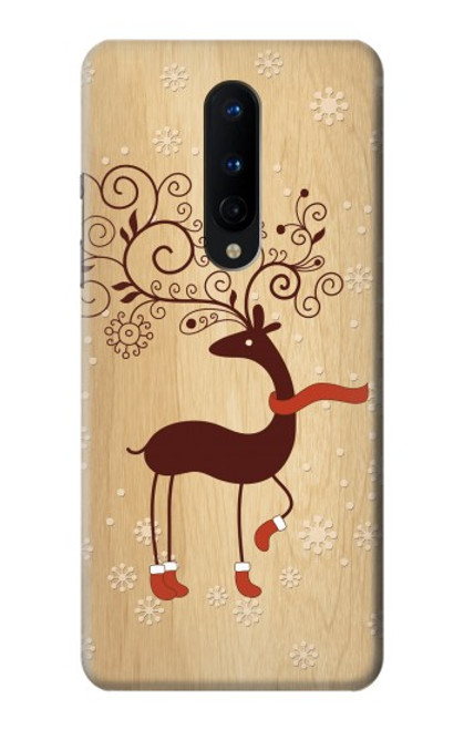 W3081 Wooden Raindeer Graphic Printed Hard Case and Leather Flip Case For OnePlus 8