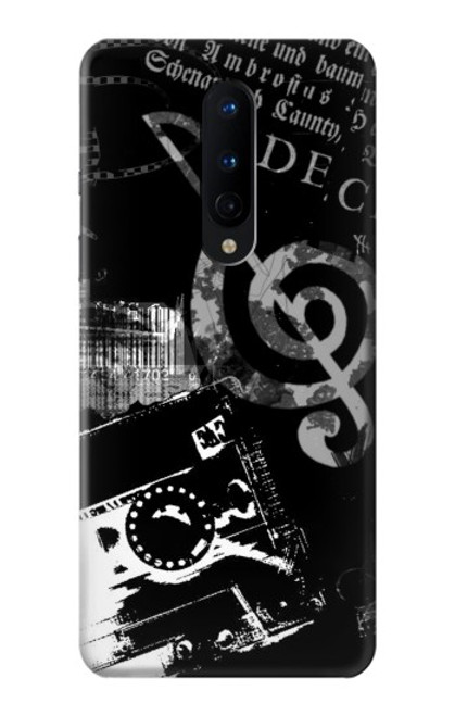 W3197 Music Cassette Note Hard Case and Leather Flip Case For OnePlus 8