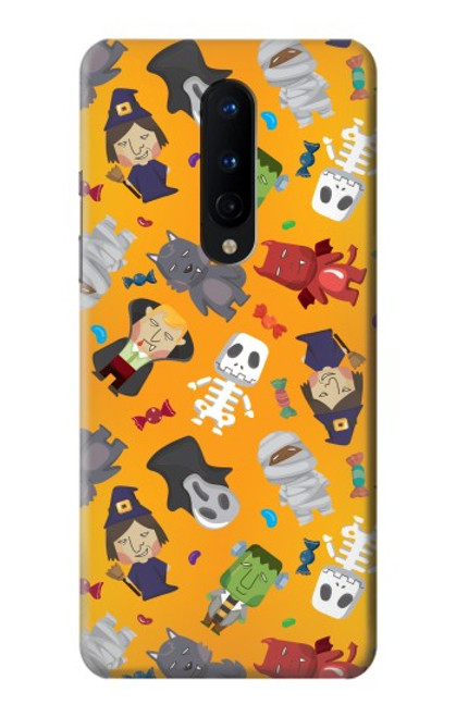 W3275 Cute Halloween Cartoon Pattern Hard Case and Leather Flip Case For OnePlus 8