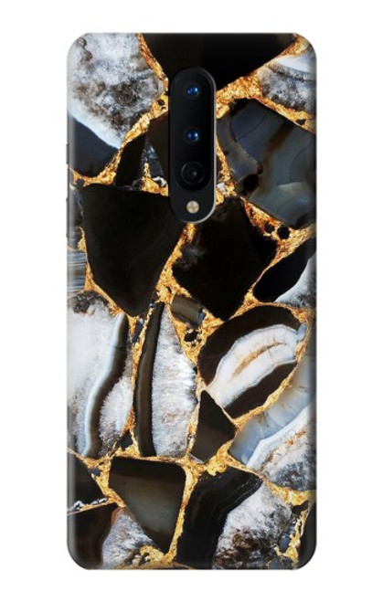 W3419 Gold Marble Graphic Print Hard Case and Leather Flip Case For OnePlus 8