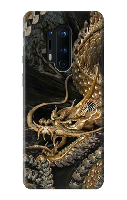 W0426 Gold Dragon Hard Case and Leather Flip Case For OnePlus 8 Pro