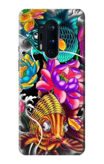 W1630 Fish Japanese Oriental Tattoo Hard Case and Leather Flip Case For OnePlus 8 Pro