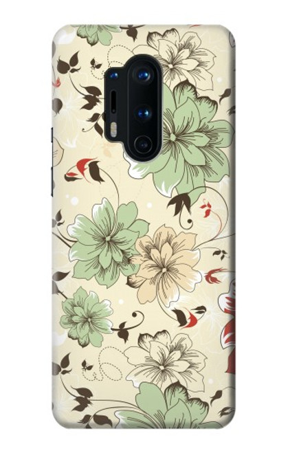 W2179 Flower Floral Vintage Art Pattern Hard Case and Leather Flip Case For OnePlus 8 Pro