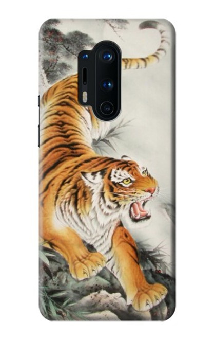 W2751 Chinese Tiger Brush Painting Hard Case and Leather Flip Case For OnePlus 8 Pro