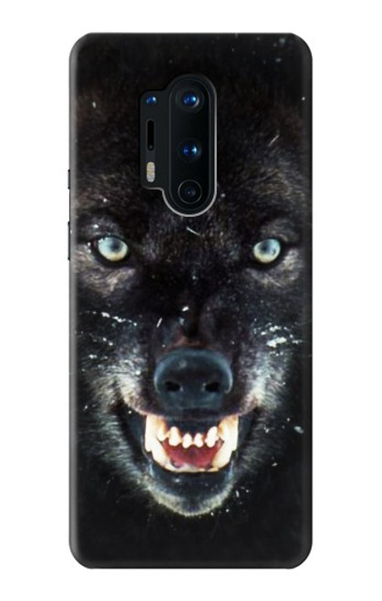 W2823 Black Wolf Blue Eyes Face Hard Case and Leather Flip Case For OnePlus 8 Pro