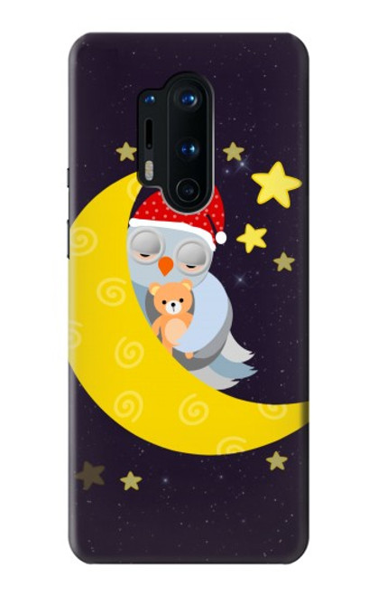 W2849 Cute Sleepy Owl Moon Night Hard Case and Leather Flip Case For OnePlus 8 Pro