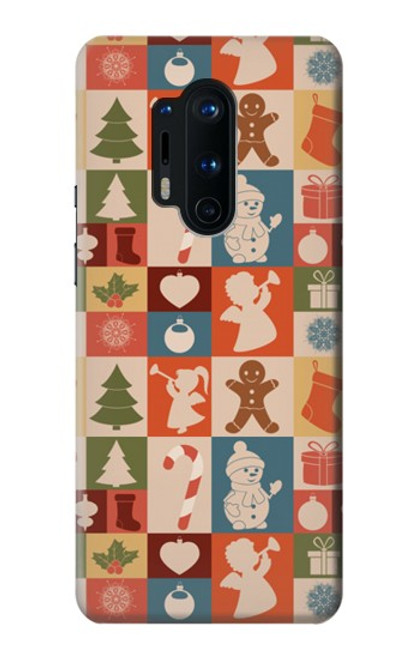 W2854 Cute Xmas Pattern Hard Case and Leather Flip Case For OnePlus 8 Pro