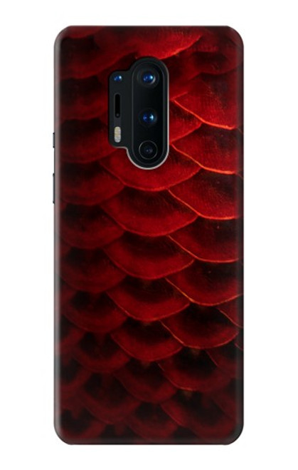 W2879 Red Arowana Fish Scale Hard Case and Leather Flip Case For OnePlus 8 Pro