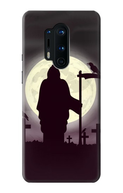 W3262 Grim Reaper Night Moon Cemetery Hard Case and Leather Flip Case For OnePlus 8 Pro