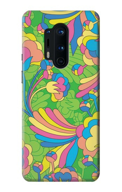 W3273 Flower Line Art Pattern Hard Case and Leather Flip Case For OnePlus 8 Pro