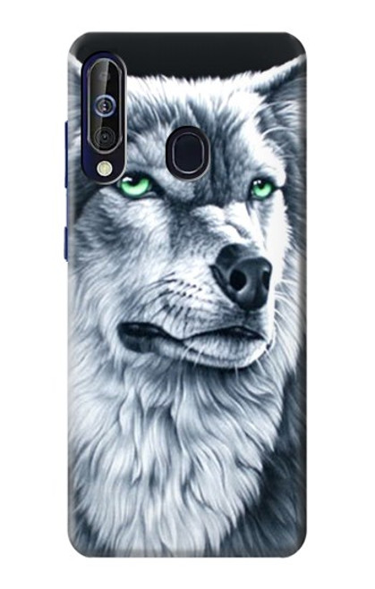 W0123 Grim White Wolf Hard Case and Leather Flip Case For Samsung Galaxy A60