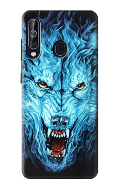 W0752 Blue Fire Grim Wolf Hard Case and Leather Flip Case For Samsung Galaxy A60